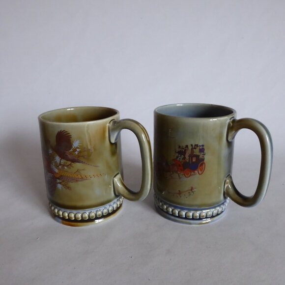 VINTAGE IRELAND IRISH WADE PORCELAIN HORSE CARRIAGE PHEASANT COFFEE MUG SET - Picture 8 of 15